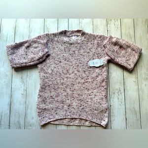 Girls Crew Neck Balloon Sleeve Pink Knit Sweater Pullover Plus Size L 10-12 NEW